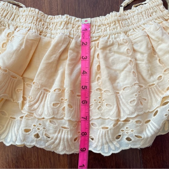 NWT Tularosa Stella Crop Top in Butter Yellow Ruffle Embroidered Smocked XXS - Picture 11 of 11